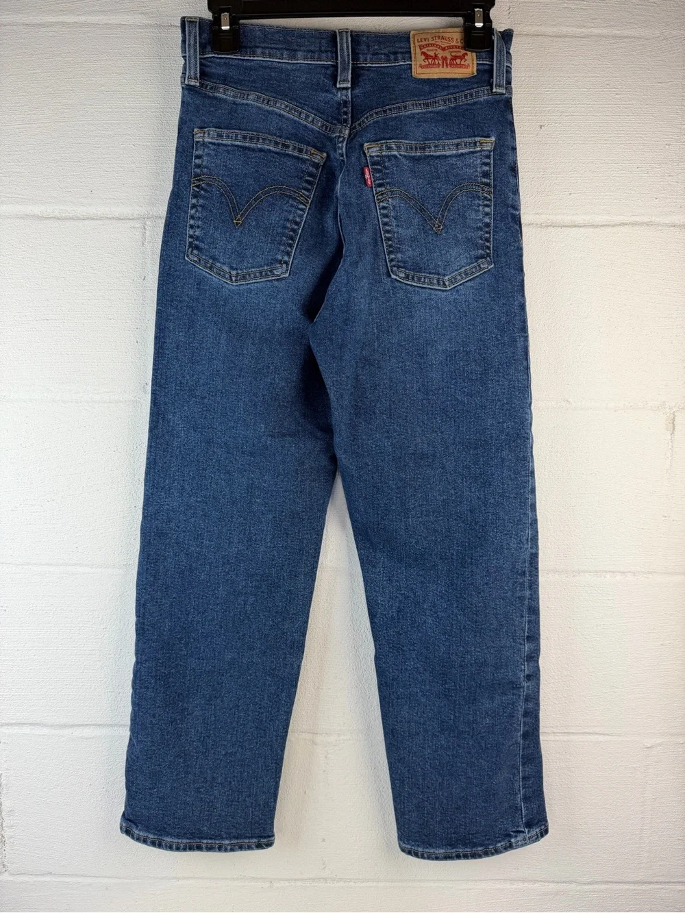 Levi’s Ribcage Straight Ankle Dark Wash Jeans, 28